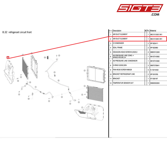 AIR DUCT ELEMENT - 982121334D OK1 [PORSCHE 718 Cayman GT4 RS Clubsport]