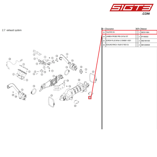 TAILPIPE RH - 982251188A [PORSCHE 718 Cayman GT4 Clubsport]