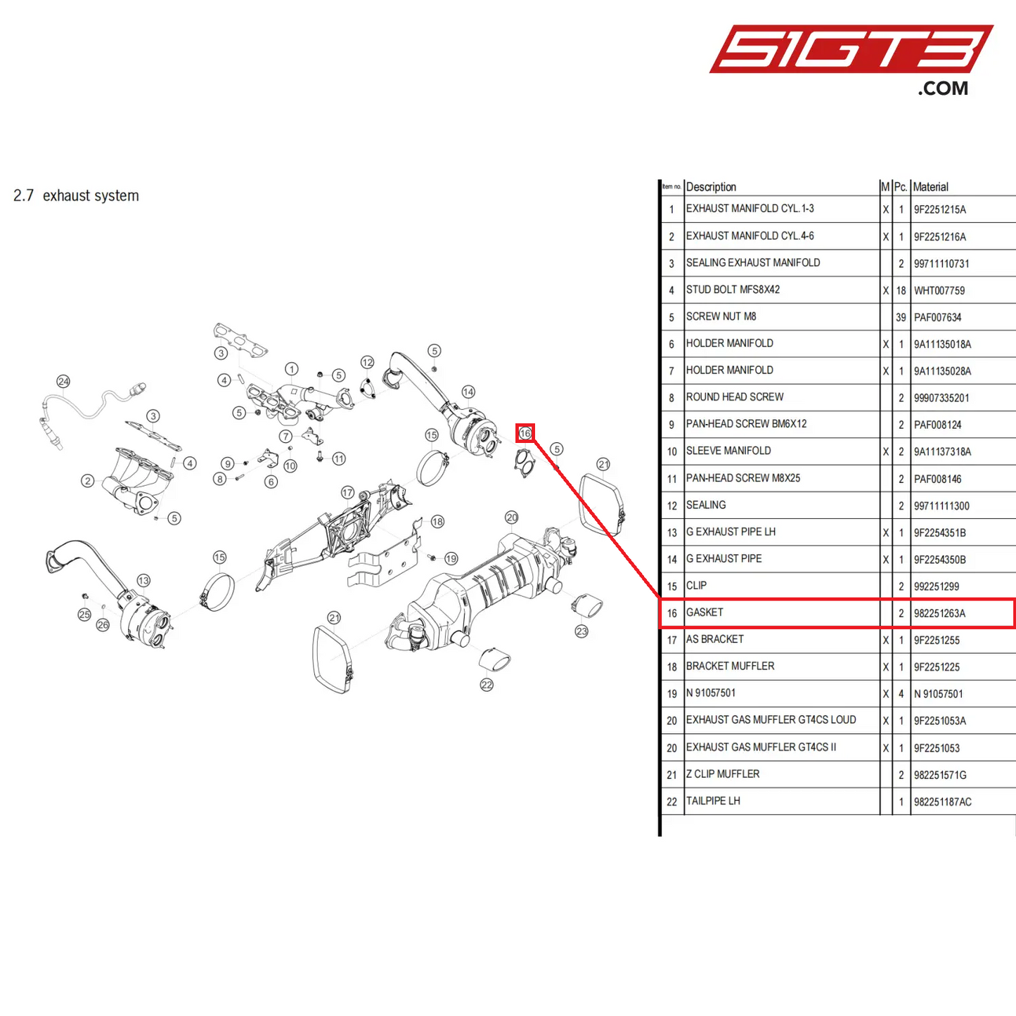 GASKET - 982251263A [PORSCHE 718 Cayman GT4 Clubsport]