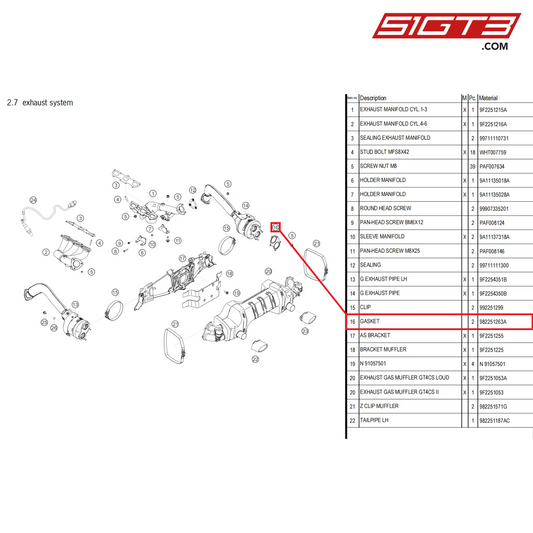 GASKET - 982251263A [PORSCHE 718 Cayman GT4 Clubsport]