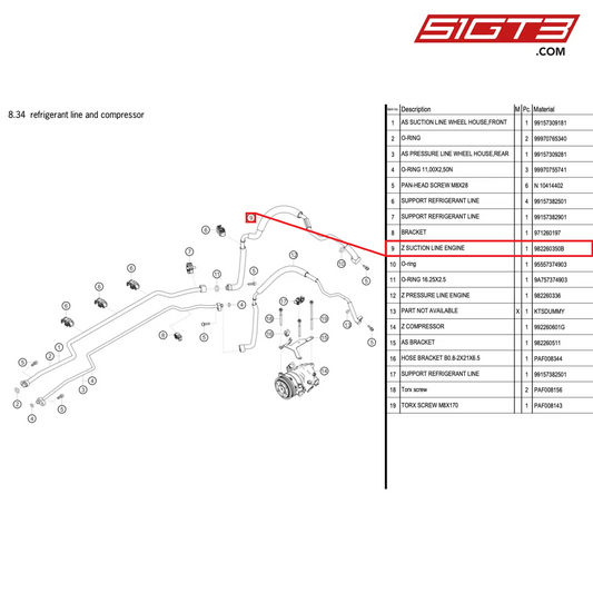 Z SUCTION LINE ENGINE - 982260350B [PORSCHE 718 Cayman GT4 RS Clubsport]