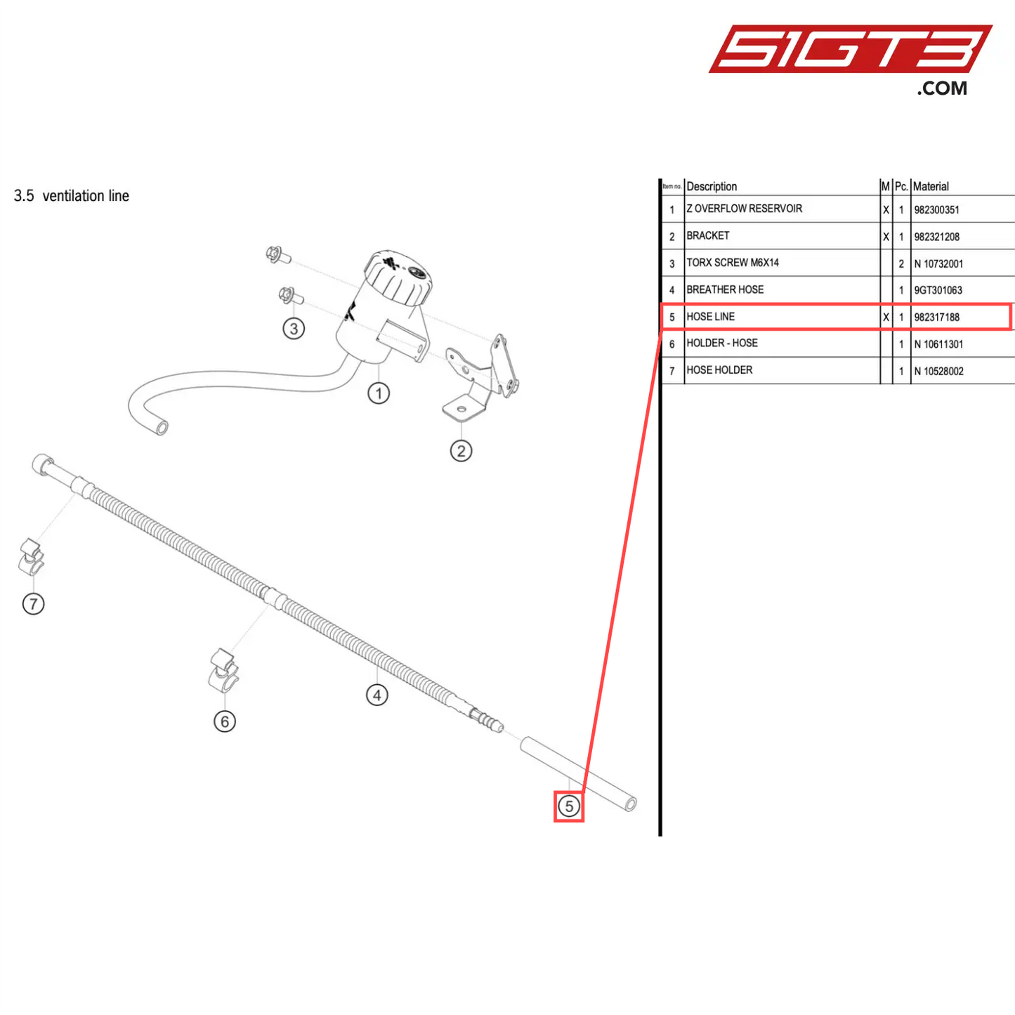 HOSE LINE - 982317188 [PORSCHE 718 Cayman GT4 RS Clubsport]