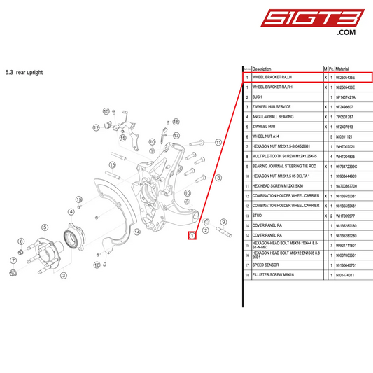 WHEEL BRACKET RA,LH - 982505435E [PORSCHE 718 Cayman GT4 RS Clubsport]