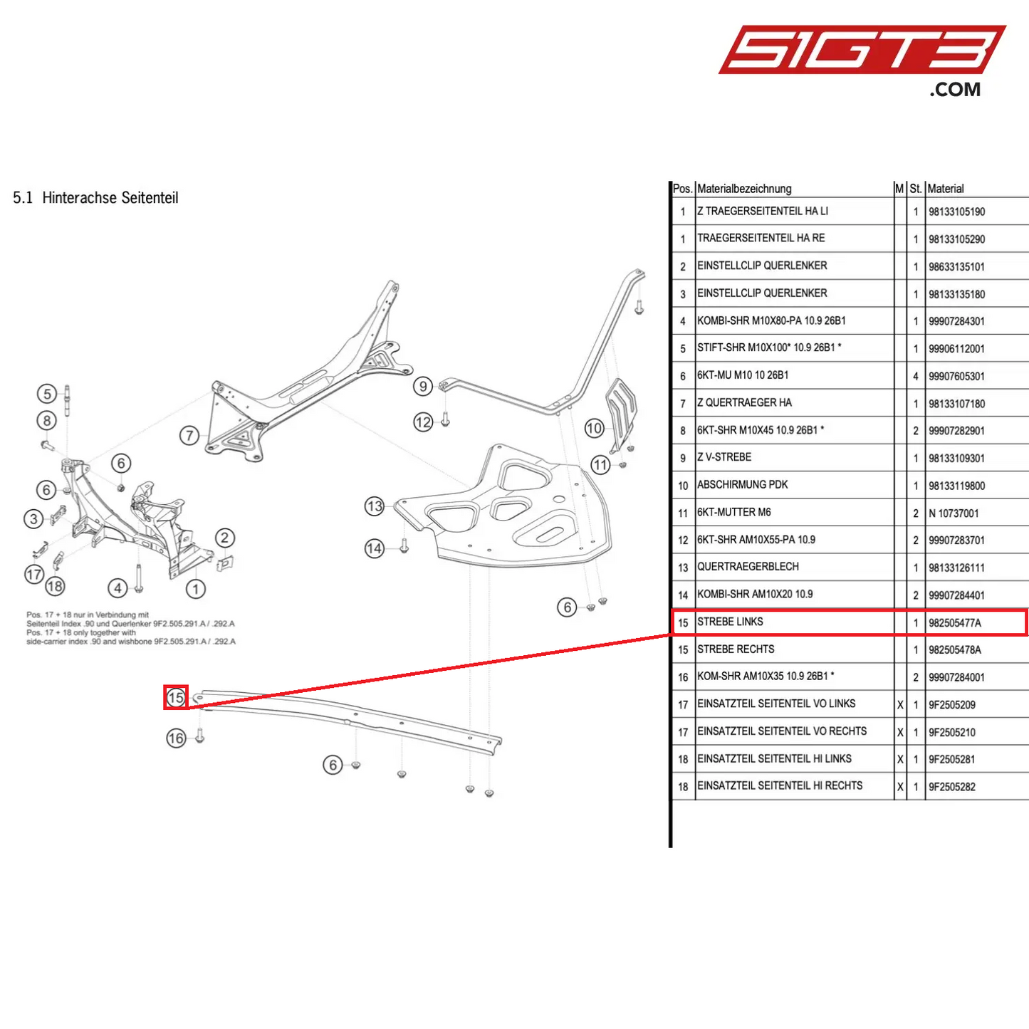 STRUT LH - 982505477A [PORSCHE Cayman 981 GT4 Clubsport]