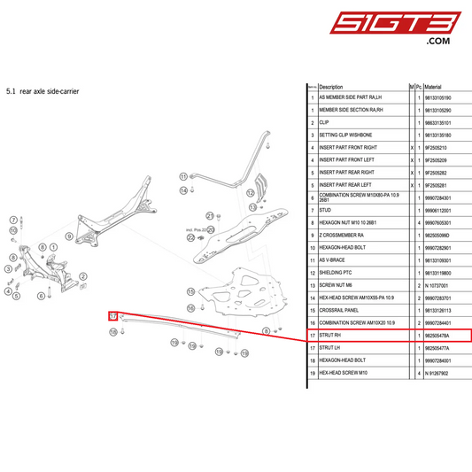 STRUT RH - 982505478A [PORSCHE 718 Cayman GT4 RS Clubsport]