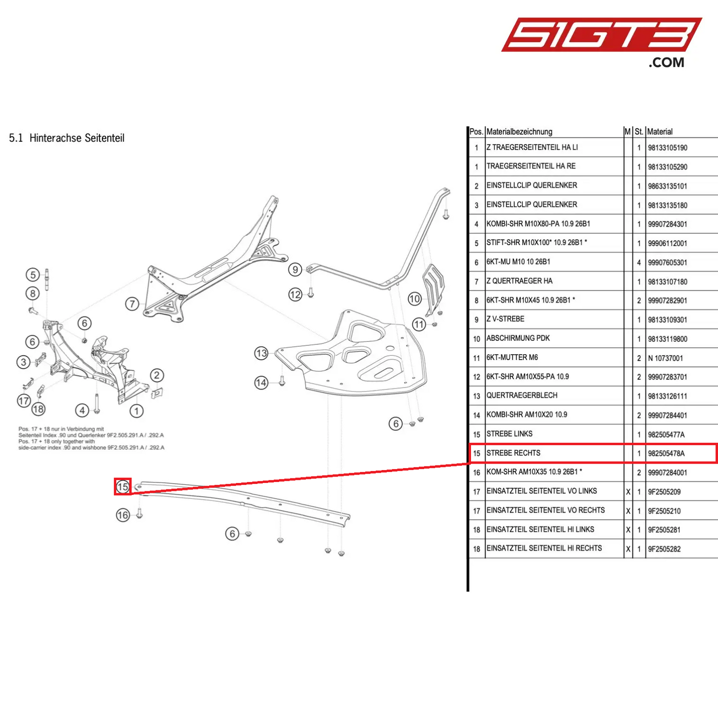 STRUT RH - 982505478A [PORSCHE Cayman 981 GT4 Clubsport]