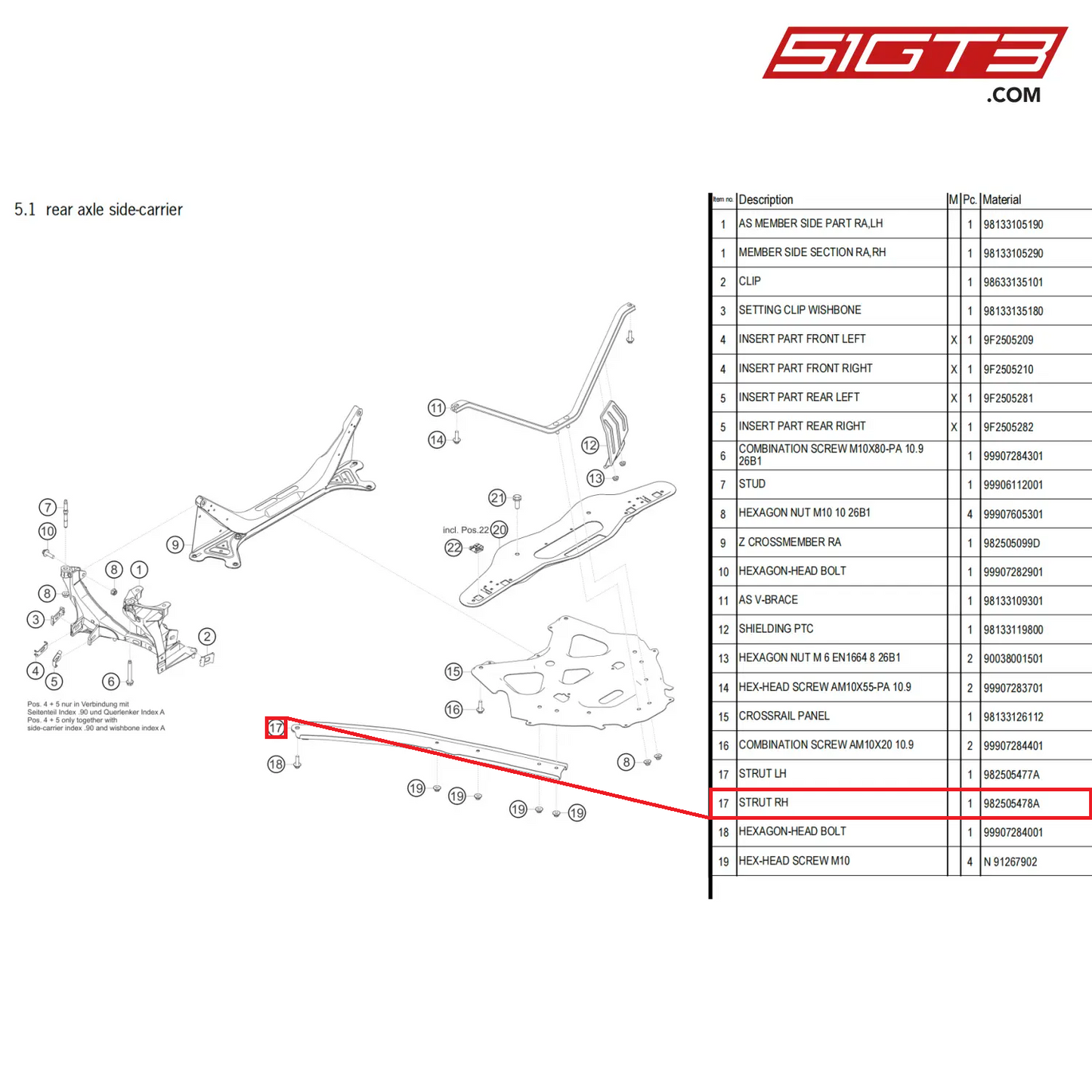 STRUT RH - 982505478A [PORSCHE 718 Cayman GT4 Clubsport]