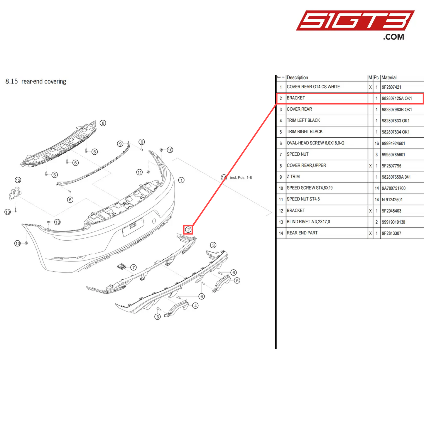 BRACKET - 982807125A OK1 [PORSCHE 718 Cayman GT4 Clubsport]