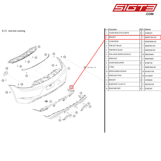 BRACKET - 982807125A OK1 [PORSCHE 718 Cayman GT4 Clubsport]