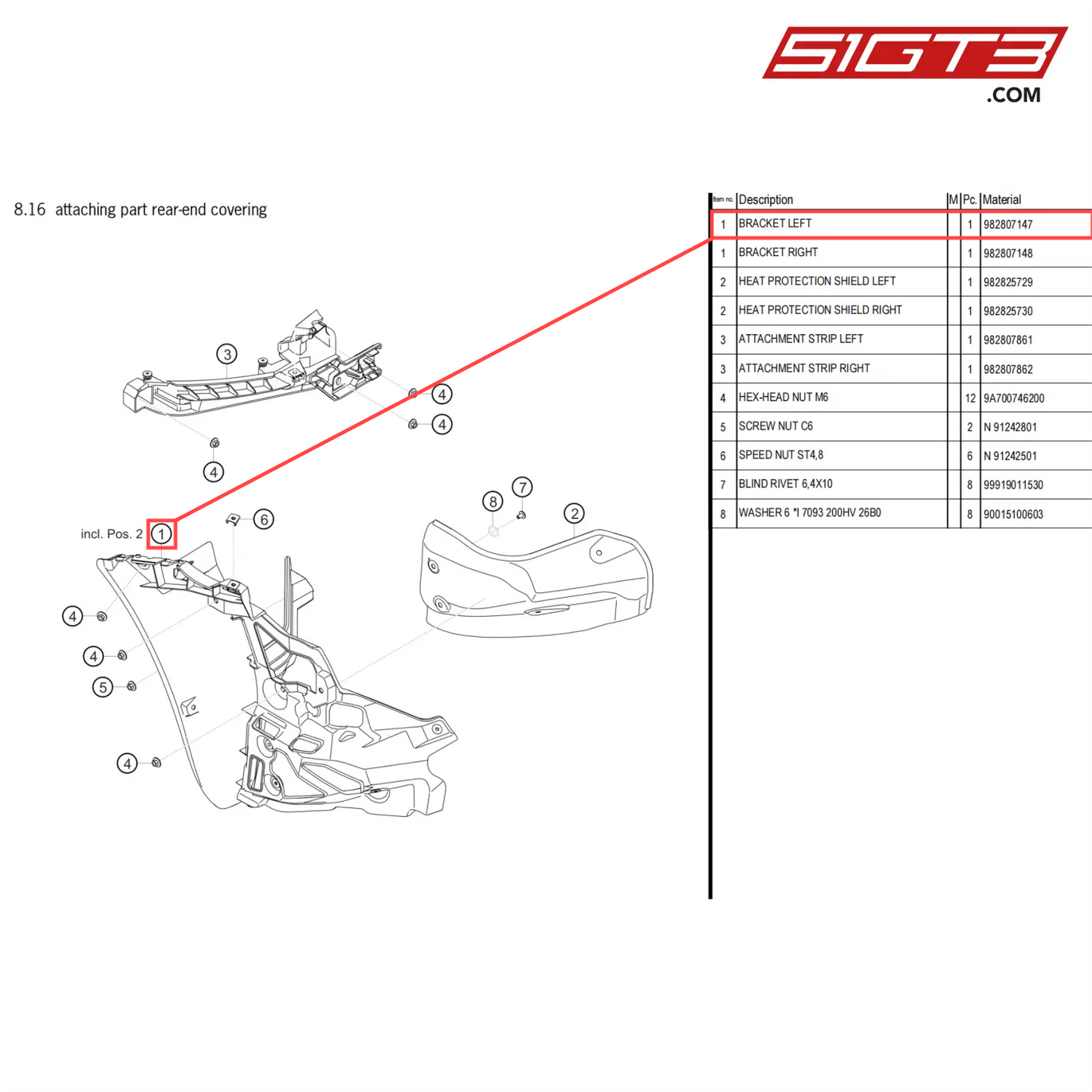 BRACKET LEFT - 982807147 [PORSCHE 718 Cayman GT4 Clubsport]