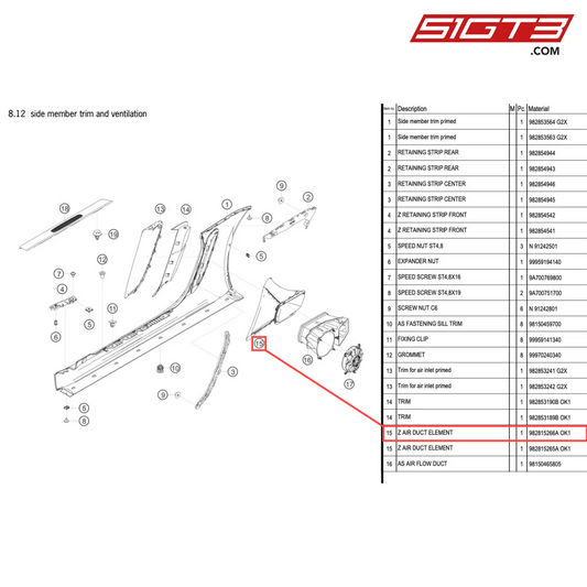 Z AIR DUCT ELEMENT - 982815266A OK1 [PORSCHE 718 Cayman GT4 Clubsport]