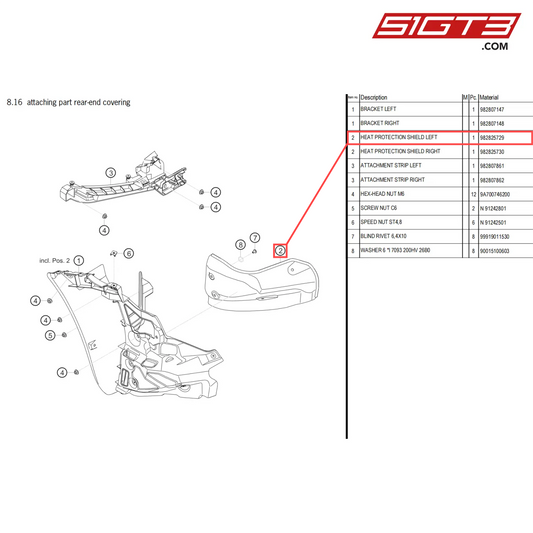 HEAT PROTECTION SHIELD LEFT - 982825729 [PORSCHE 718 Cayman GT4 Clubsport]