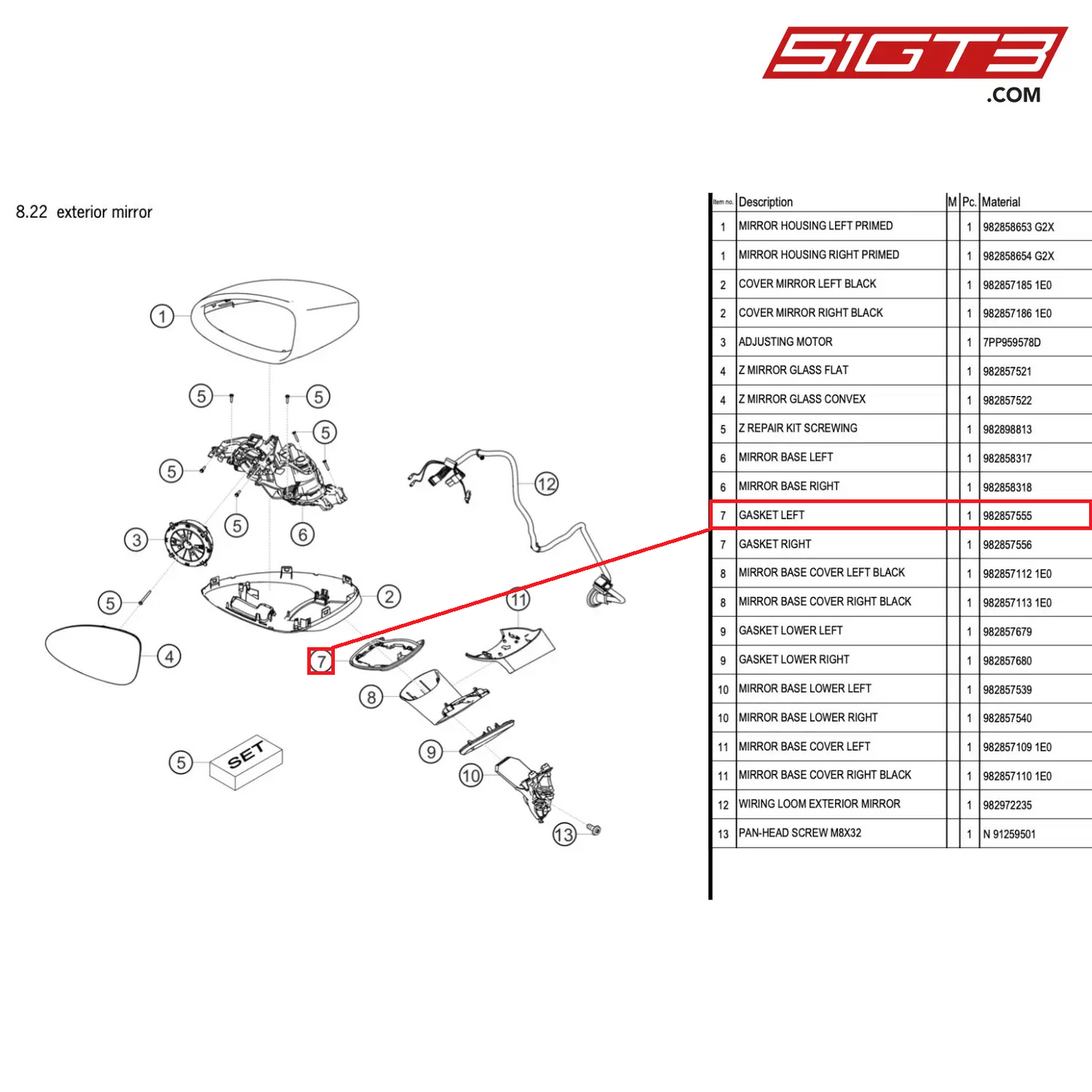 GASKET LEFT - 982857555 [PORSCHE 718 Cayman GT4 RS Clubsport]