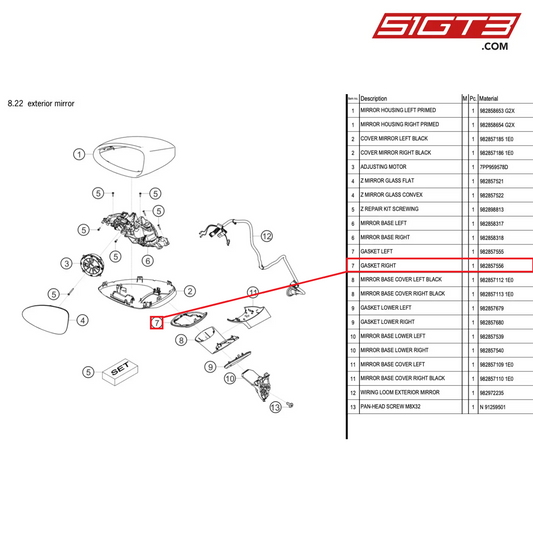 GASKET RIGHT - 982857556 [PORSCHE 718 Cayman GT4 RS Clubsport]