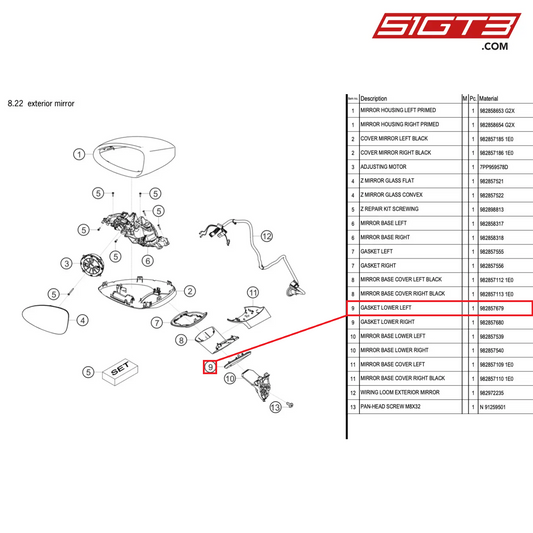 GASKET LOWER LEFT - 982857679 [PORSCHE 718 Cayman GT4 RS Clubsport]