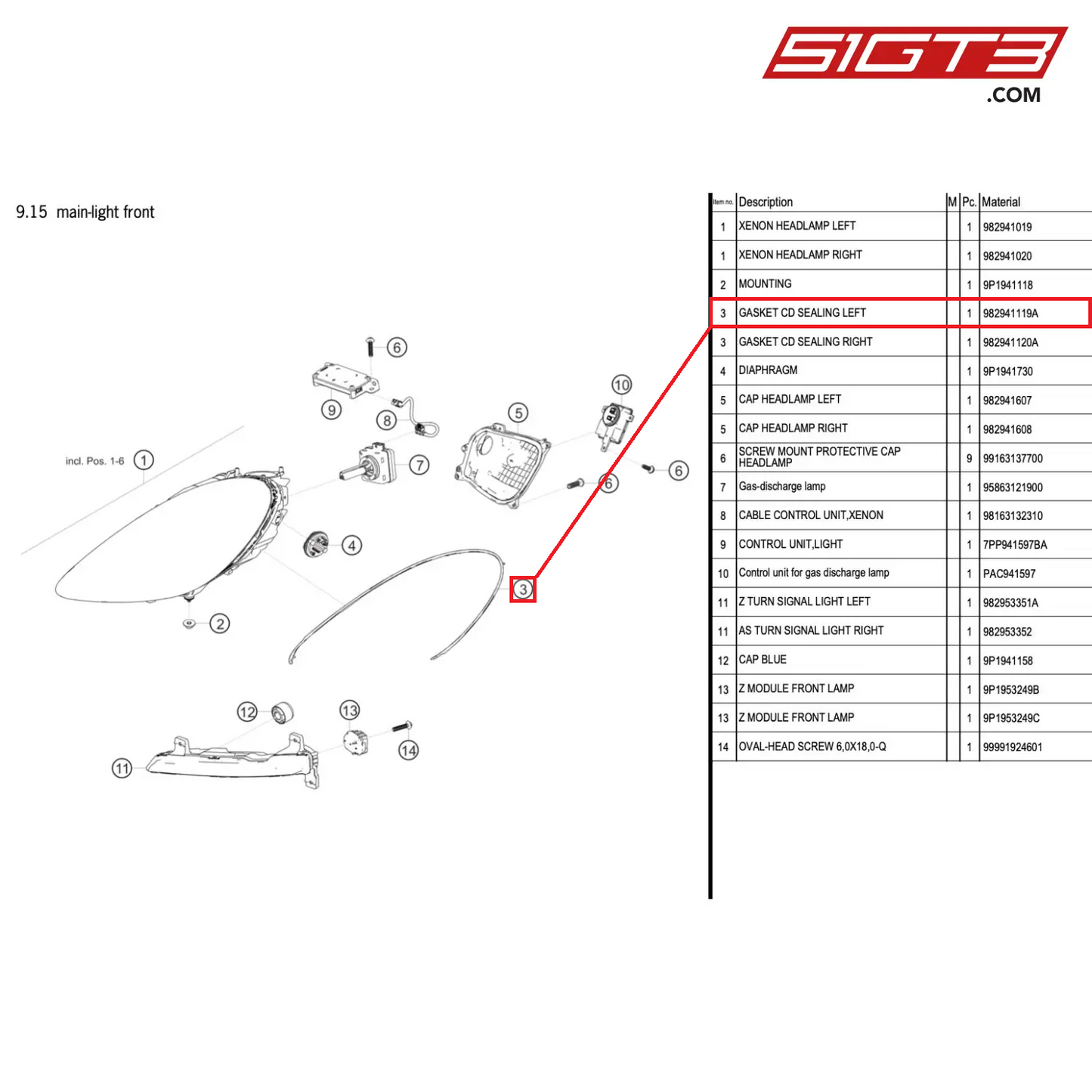 GASKET CD SEALING LEFT - 982941119A [PORSCHE 718 Cayman GT4 RS Clubsport]