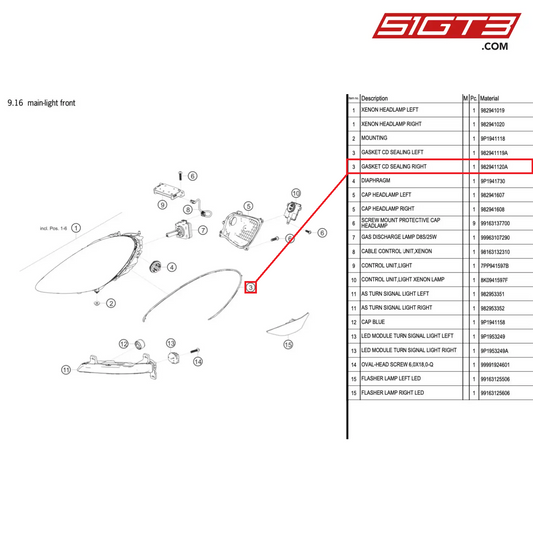 GASKET CD SEALING RIGHT - 982941120A [PORSCHE 718 Cayman GT4 Clubsport]