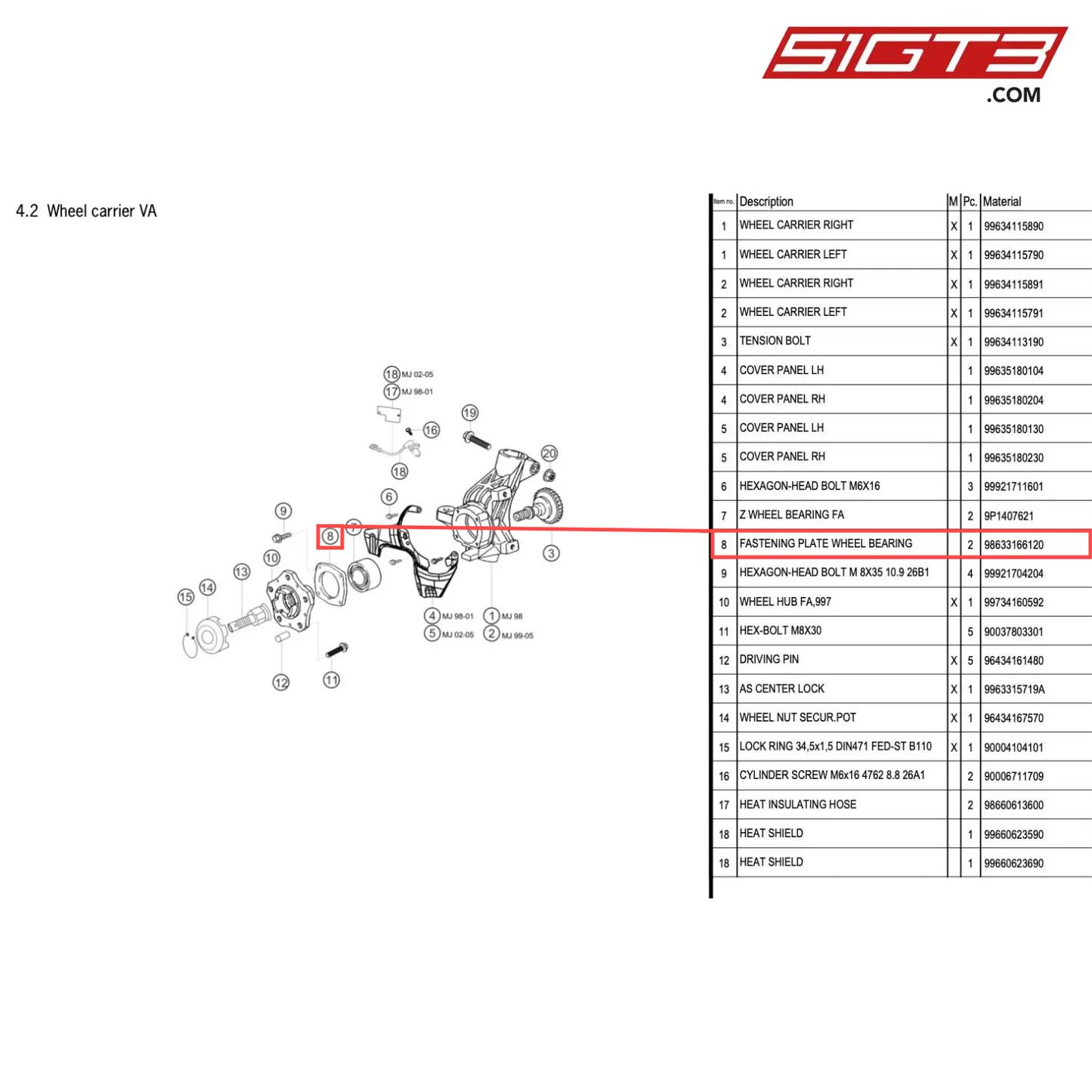 FASTENING PLATE WHEEL BEARING - 98633166120 [PORSCHE 996 GT3 Cup]