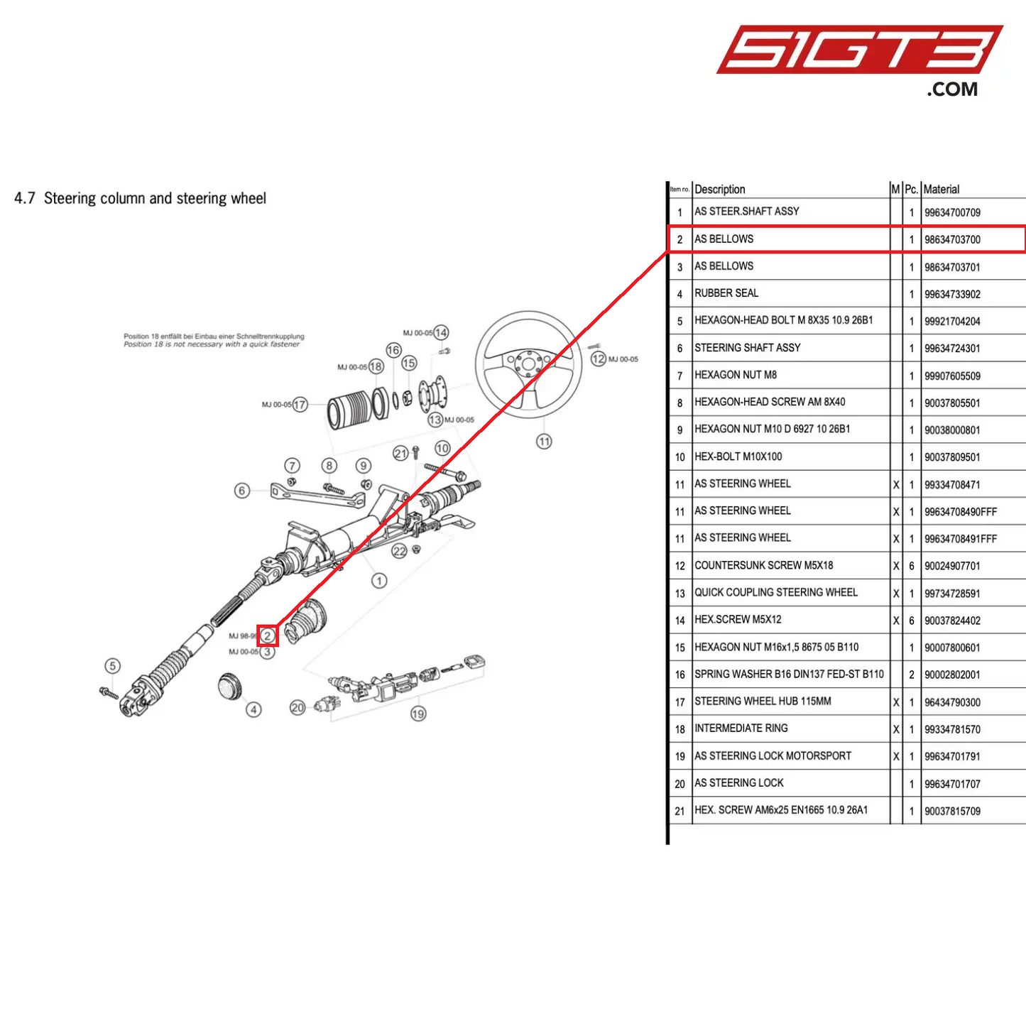 AS BELLOWS - 98634703700 [PORSCHE 996 GT3 Cup]