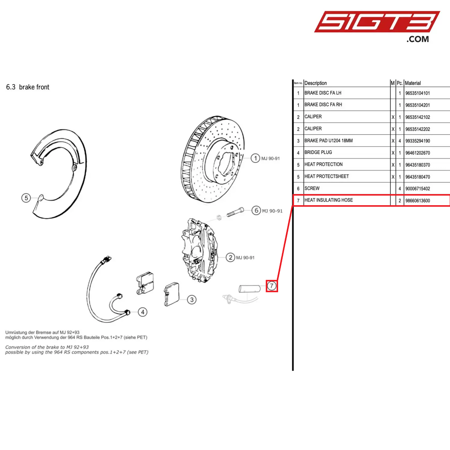 HEAT INSULATING HOSE - 98660613600 [PORSCHE 964 Cup]