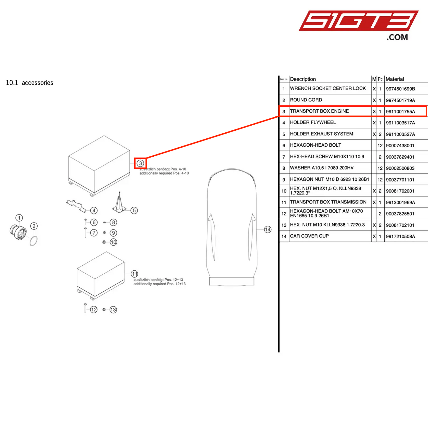 TRANSPORT BOX ENGINE - 9911001755A [PORSCHE 911 GT3 Cup Type 991 (GEN 2)]