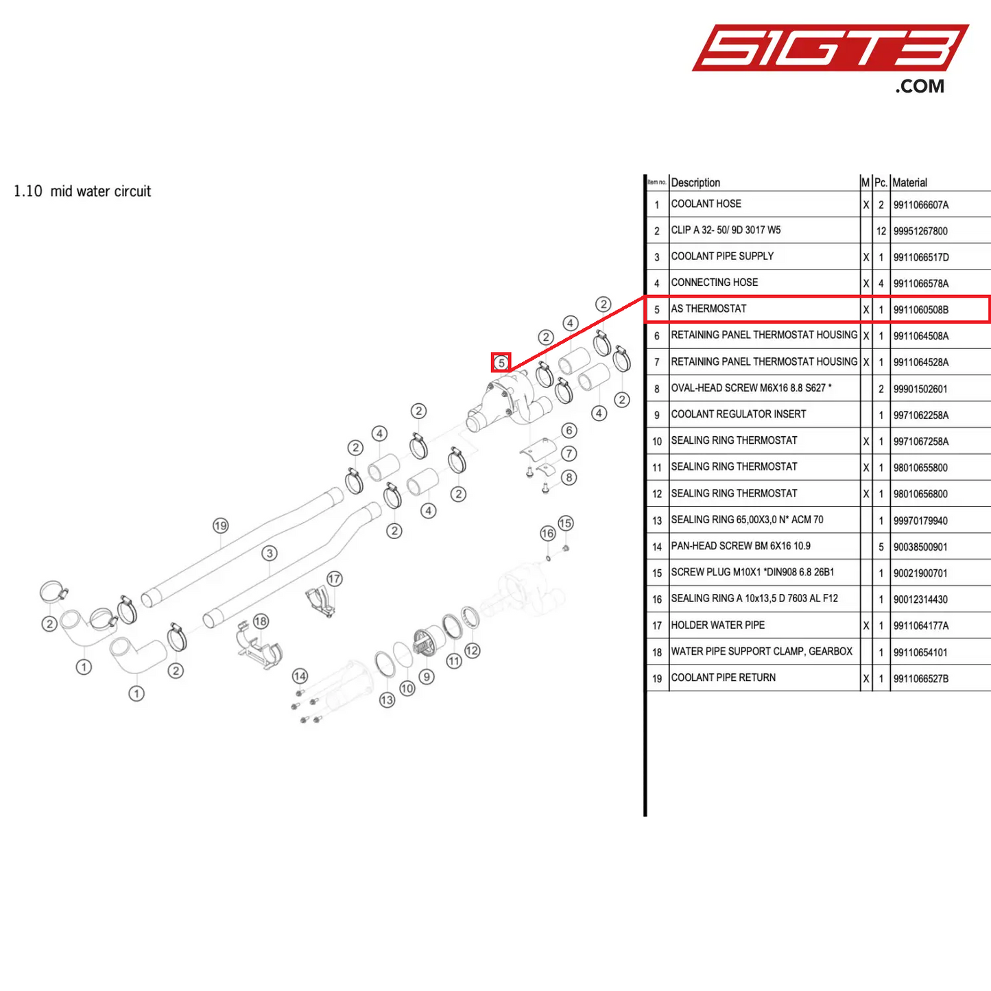 AS THERMOSTAT - 9911060508B [PORSCHE 911 GT3 R Type 991 (GEN 2)]