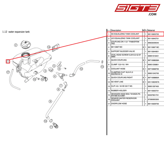AS イコライジングタンク クーラント - 99110605705 [ポルシェ 991.1 GT3 R]