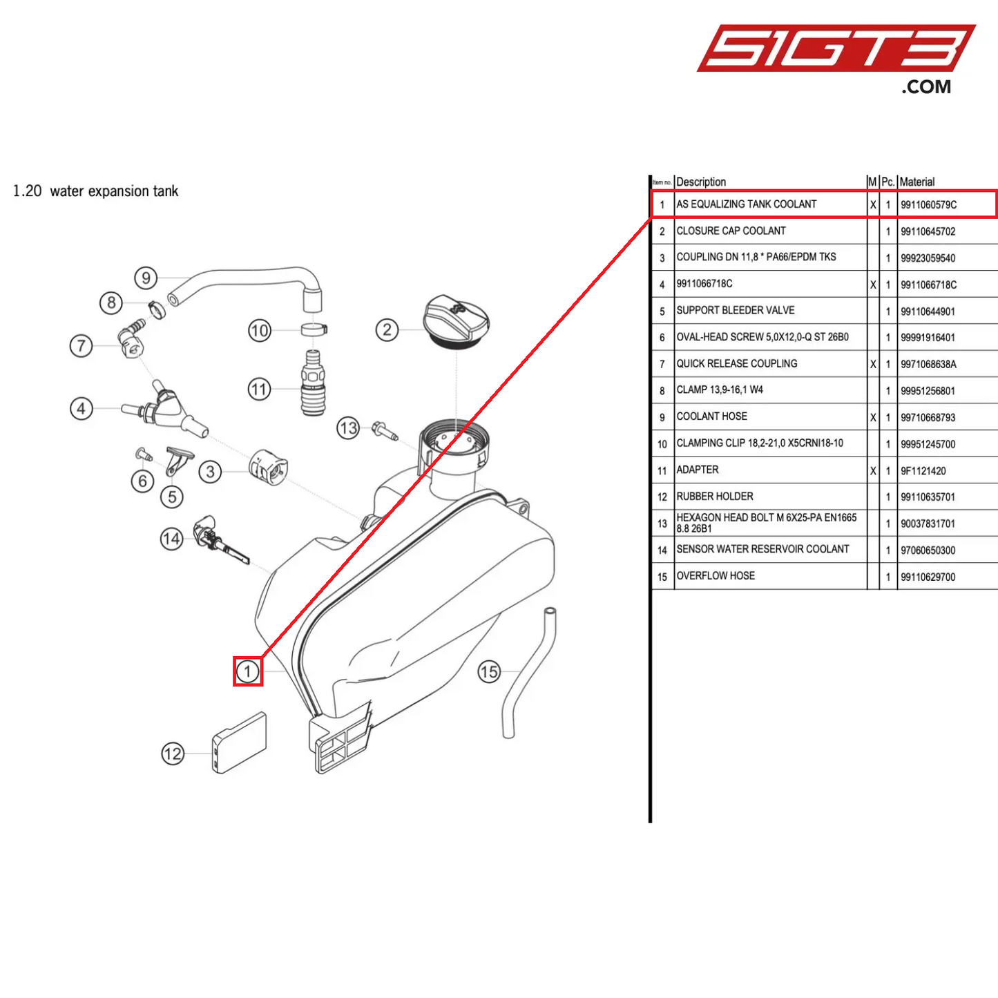 AS EQUALIZING TANK COOLANT - 9911060579C [PORSCHE 991.1 GT3 Cup (2017)]