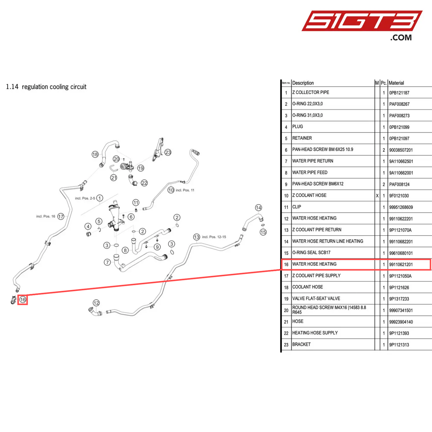 WATER HOSE HEATING - 99110621201 [PORSCHE 911 GT2 RS Clubsport]