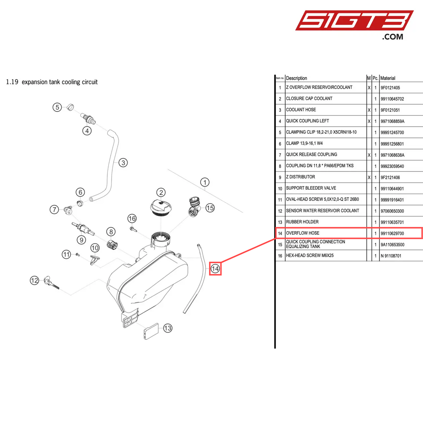 OVERFLOW HOSE - 99110629700 [PORSCHE 911 GT2 RS Clubsport]