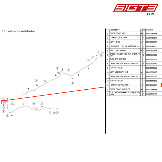 HOLDER SEPARATOR - 9911063838A [PORSCHE 991.1 GT3 R]