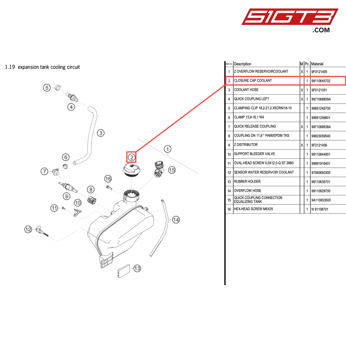 CLOSURE CAP COOLANT - 99110645702 [PORSCHE 911 GT2 RS Clubsport]