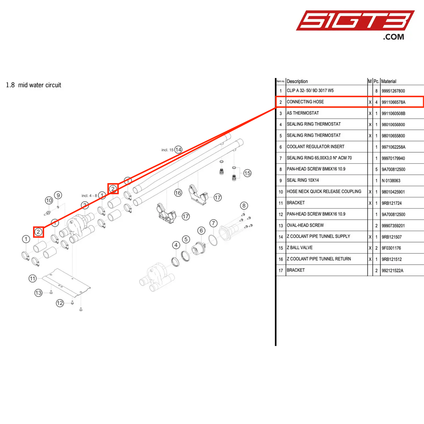 CONNECTING HOSE - 9911066578A [PORSCHE 992.1 GT3 R]