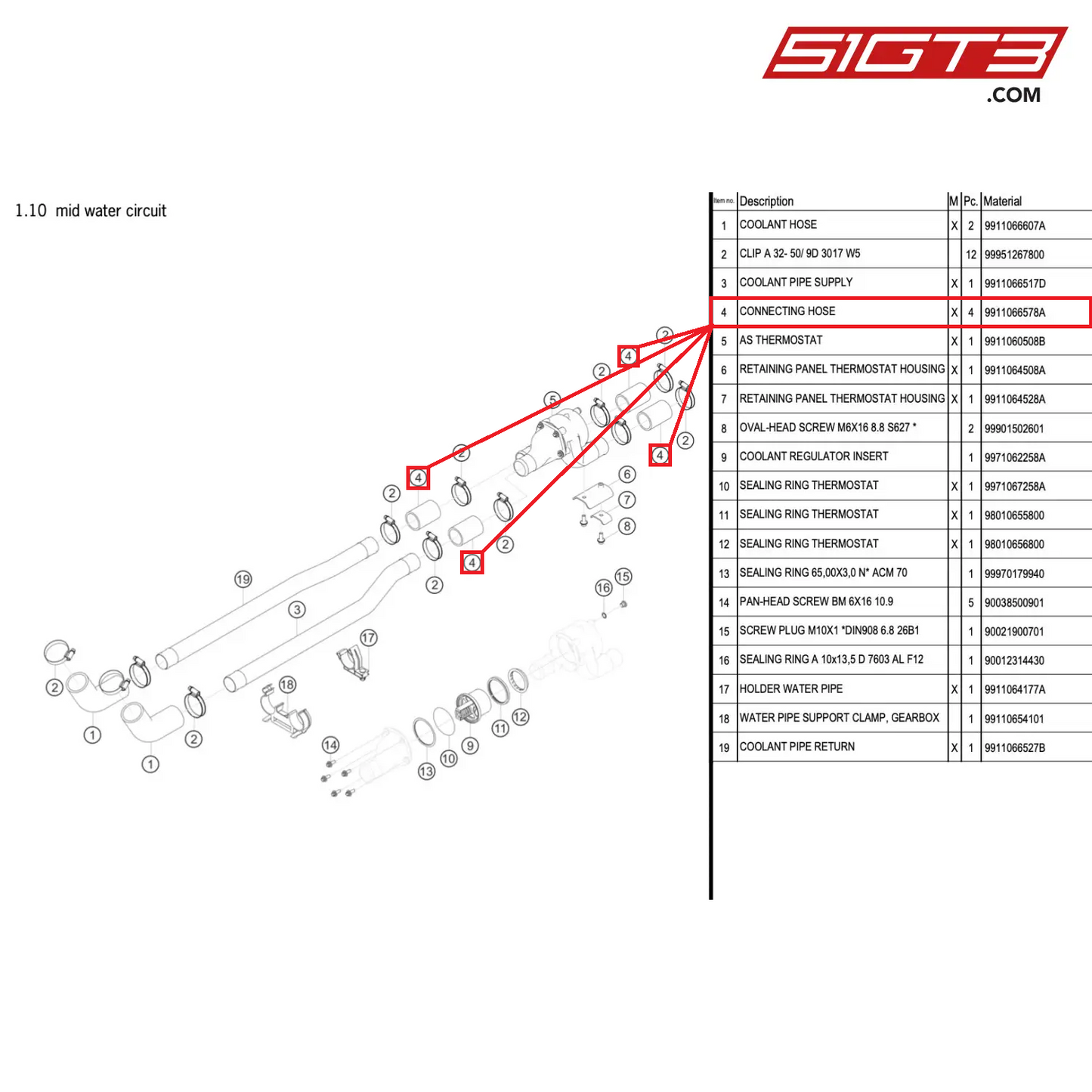 CONNECTING HOSE - 9911066578A [PORSCHE 911 GT3 R Type 991 (GEN 2)]