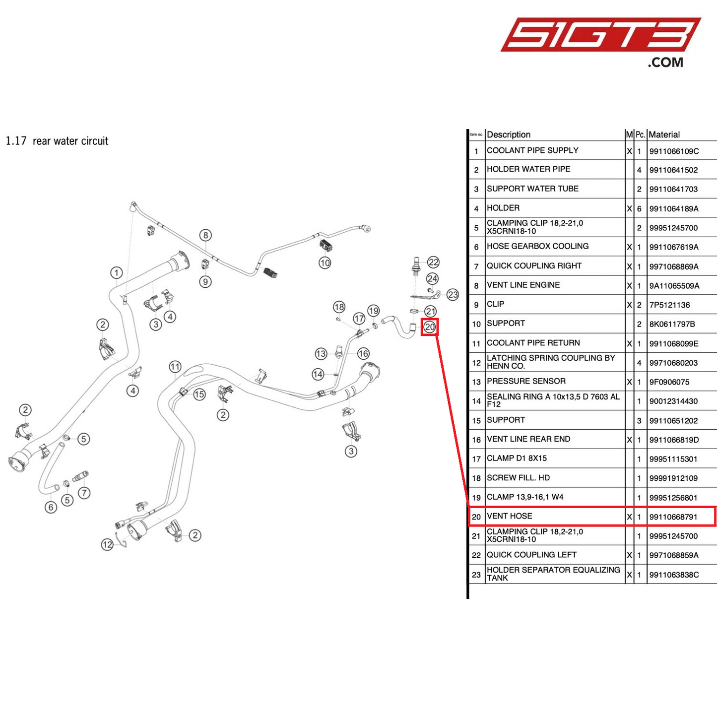 VENT HOSE - 99110668791 [PORSCHE 991.1 GT3 Cup (2017)]