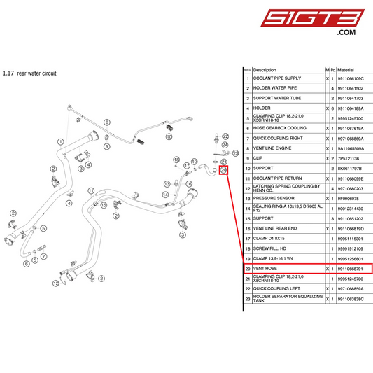 VENT HOSE - 99110668791 [PORSCHE 991.1 GT3 Cup (2017)]