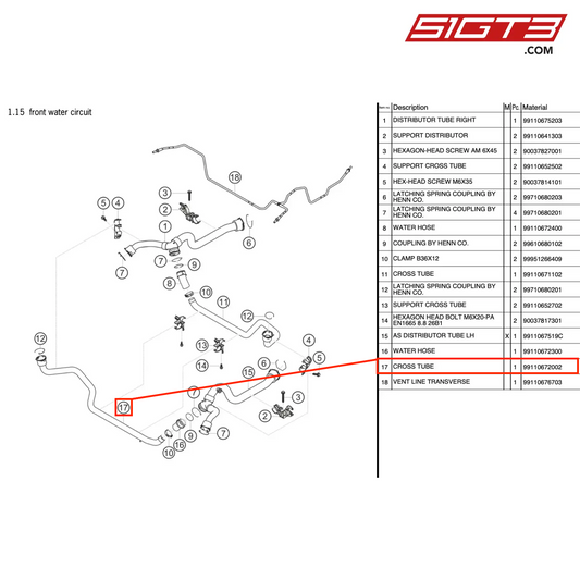 CROSS TUBE - 99110672002 [PORSCHE 911 GT3 Cup Type 991 (GEN 2)]