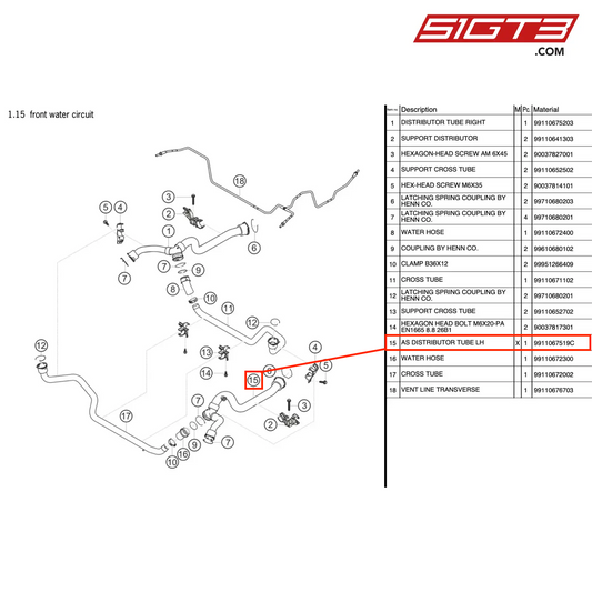 AS DISTRIBUTOR TUBE LH - 9911067519C [PORSCHE 911 GT3 Cup Type 991 (GEN 2)]