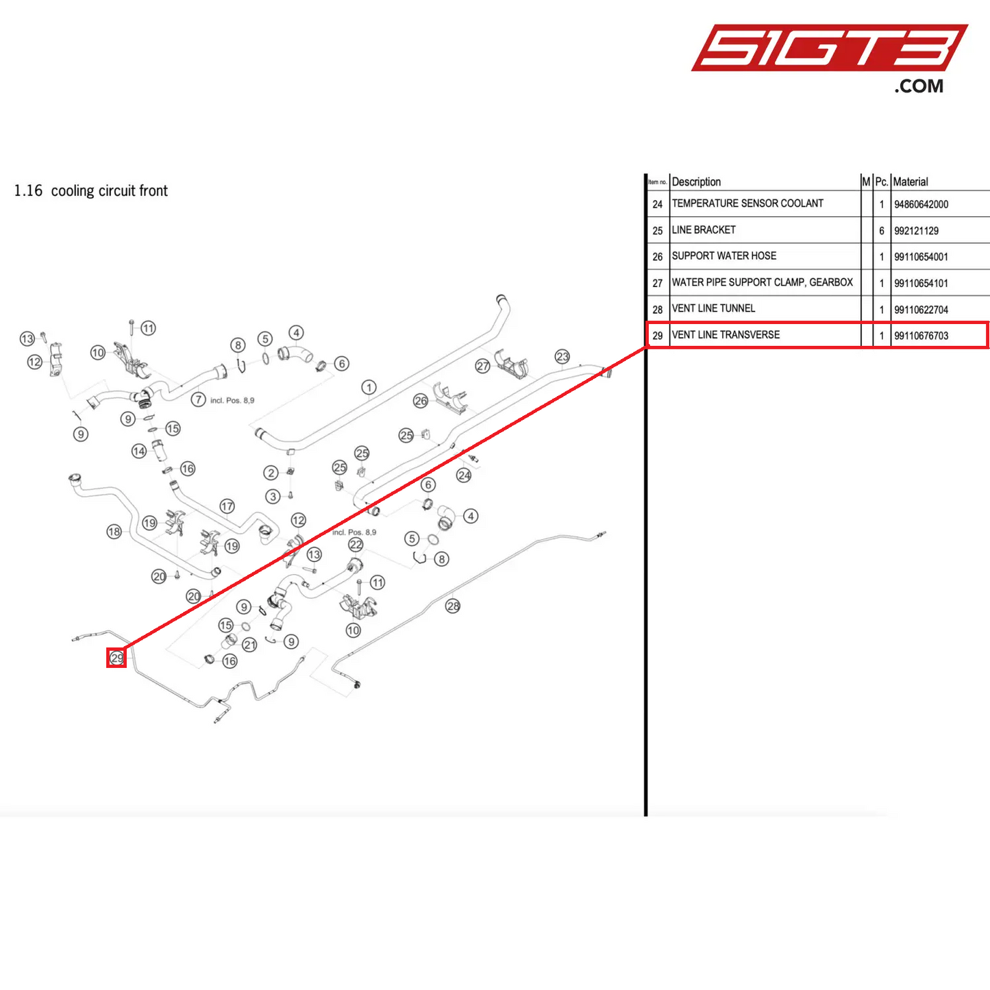 VENT LINE TRANSVERSE - 99110676703 [PORSCHE 911 GT2 RS Clubsport]