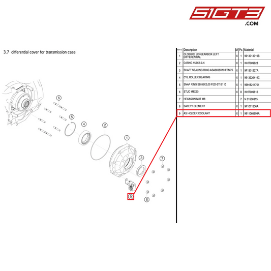 AS HOLDER COOLANT - 9911068699A [PORSCHE 991.1 GT3 Cup (2017)]