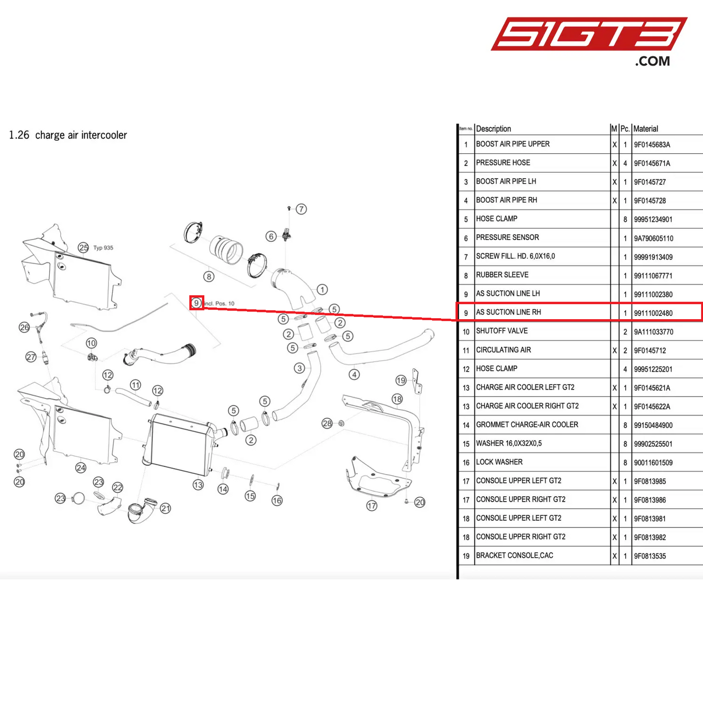 AS SUCTION LINE RH - 99111002480 [PORSCHE 911 GT2 RS Clubsport]