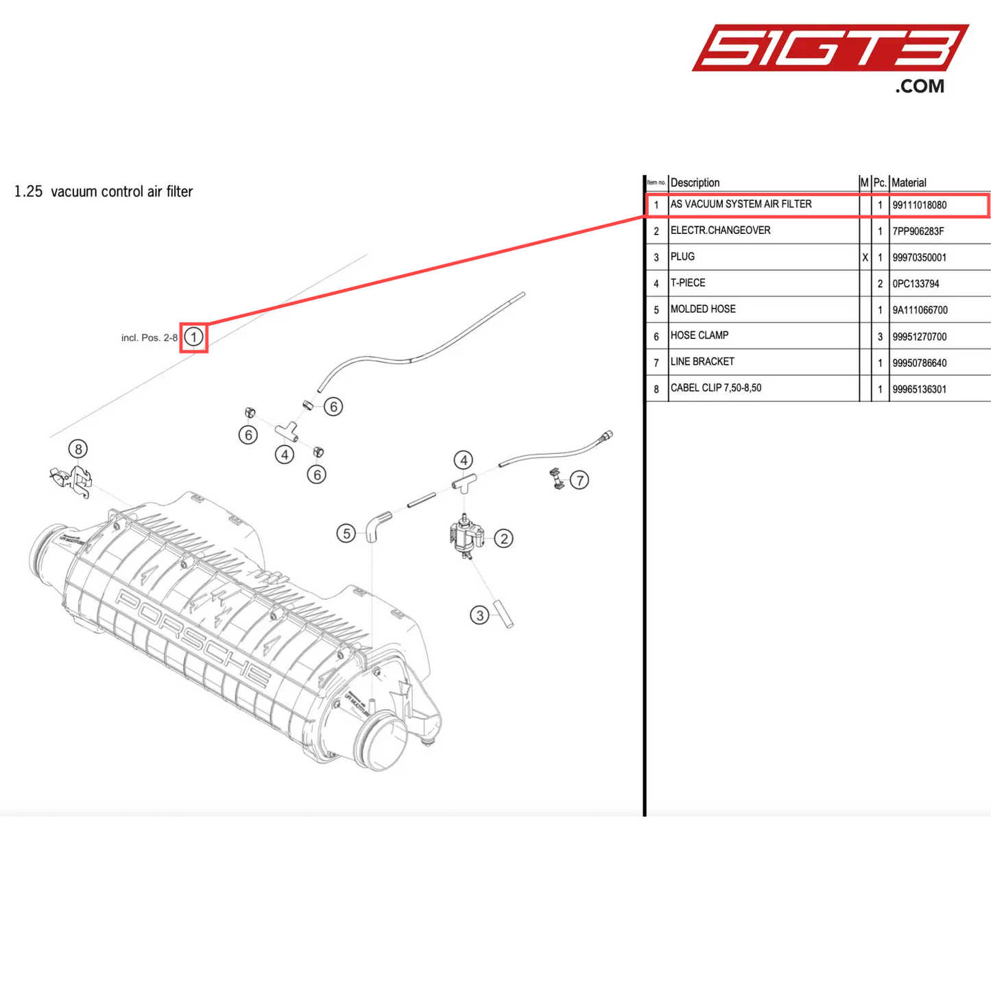 AS VACUUM SYSTEM AIR FILTER - 99111018080 [PORSCHE 911 GT2 RS Clubsport]