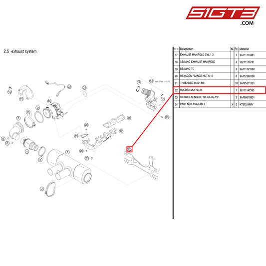 HOLDER MUFFLER - 99111147380 [PORSCHE 911 GT2 RS Clubsport]