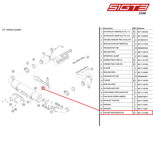 HOLDER REAR MUFFLER - 9911114739B [PORSCHE 991.2 GT3 Cup]