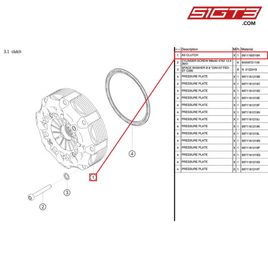 AS CLUTCH - 9911160018A [PORSCHE 991.1 GT3 R]