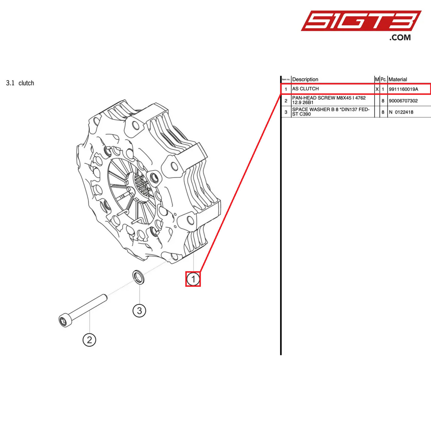 AS CLUTCH - 9911160019A [PORSCHE 991.2 GT3 Cup]