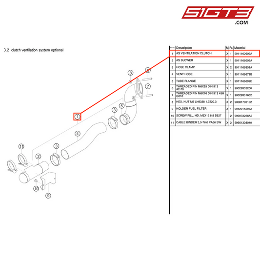 AS VENTILATION CLUTCH - 9911160609A [PORSCHE 991.1 GT3 R]