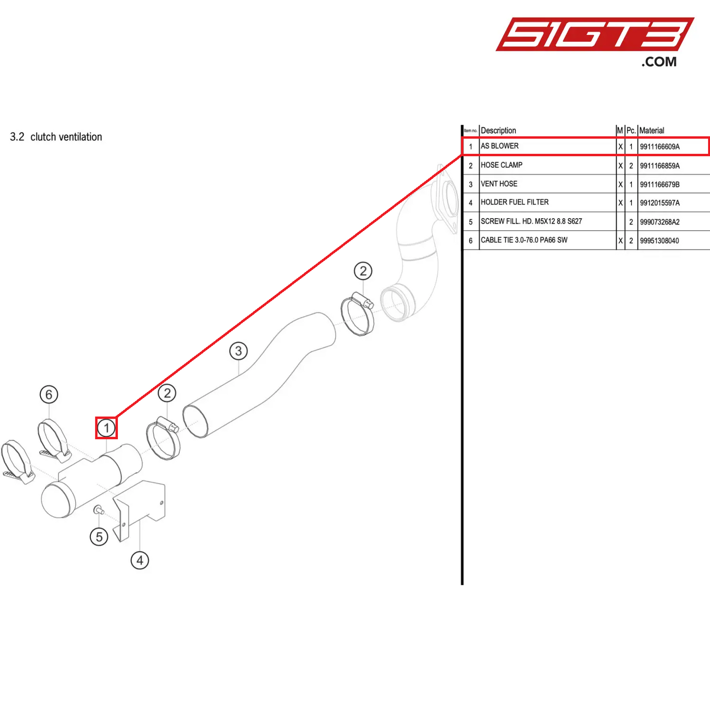 AS BLOWER - 9911166609A [PORSCHE 911 GT3 R Type 991 (GEN 2)]