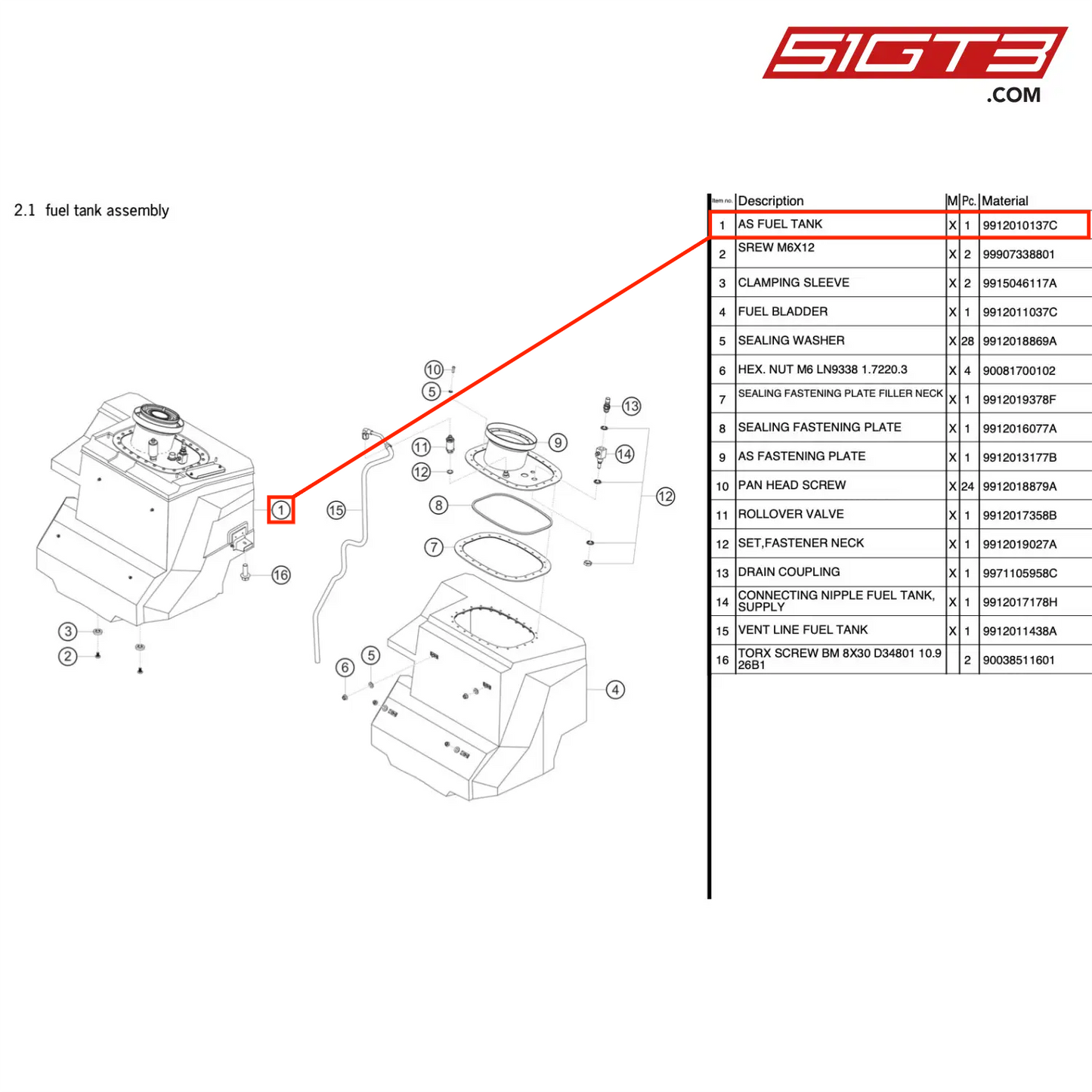 ALS BRANDSTOFTANK - 9912010137C [PORSCHE 991.1 GT3 R]