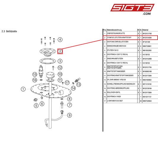 AS FILLER NECK FUEL - 9912010438A [PORSCHE 991.1 GT3 Cup (2014)]